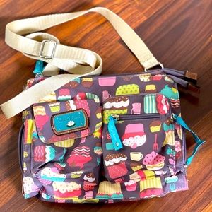 Lily Bloom Designer Crossbody, rare cupcake pattern
